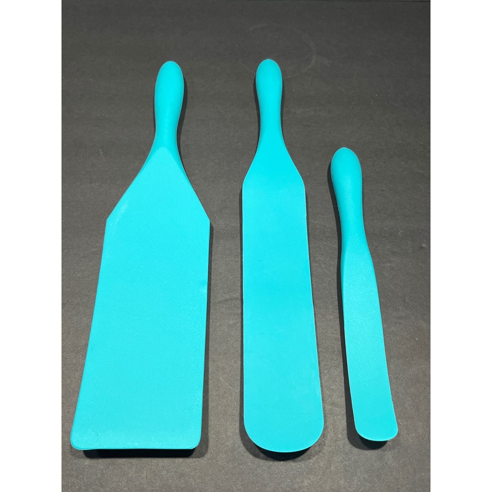 Mad Hungry 3 Piece Silicone Spurtle Set Turquoise Blue Kitchen Utensils